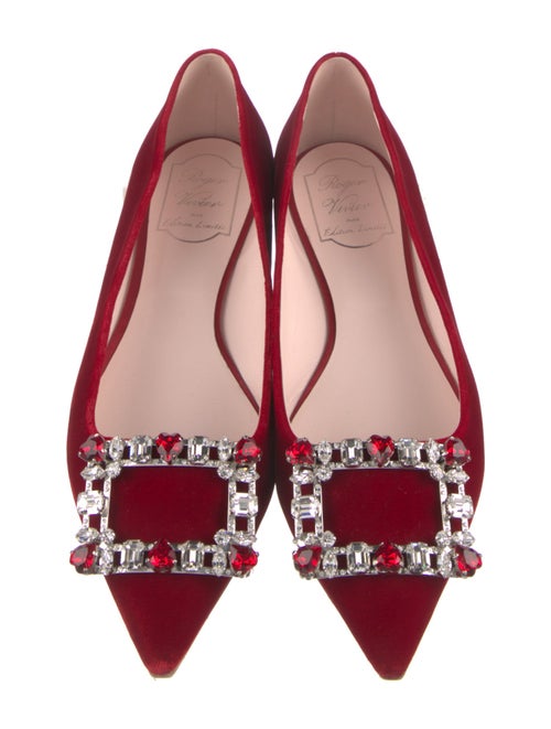 Roger Vivier Suede Crystal Embellishments Ballet Flats
