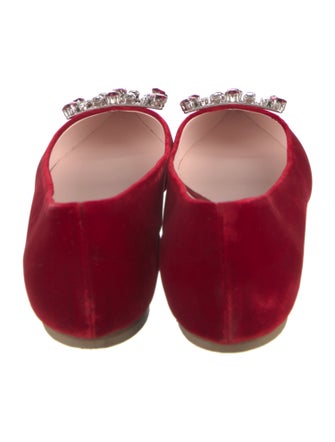Roger Vivier Suede Crystal Embellishments Ballet Flats