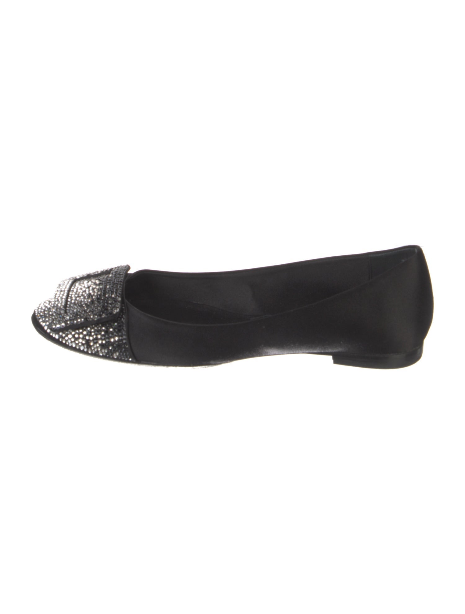 Roger Vivier Satin Crystal Embellishments Ballet Flats