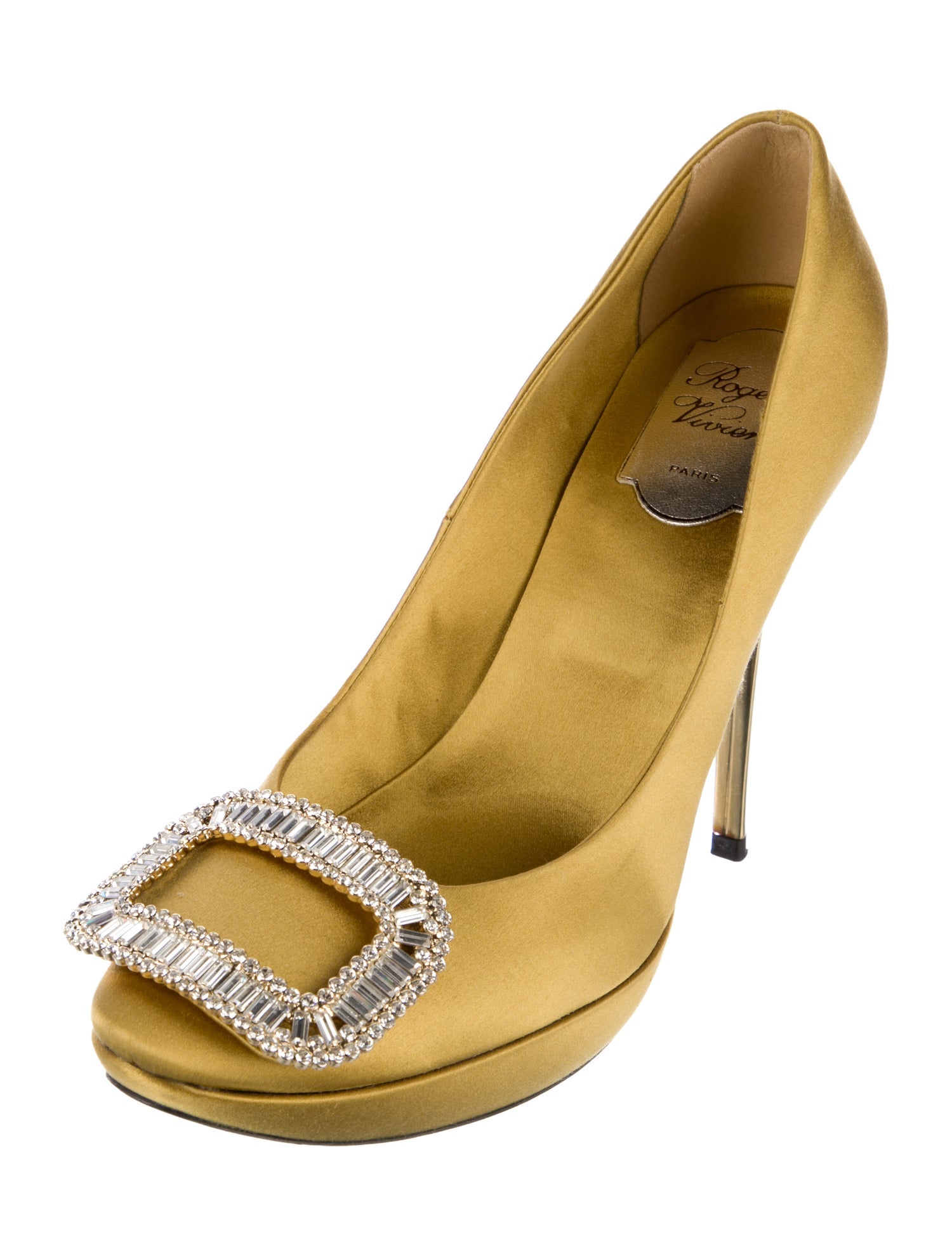 Roger Vivier Satin Crystal Embellishments Pumps