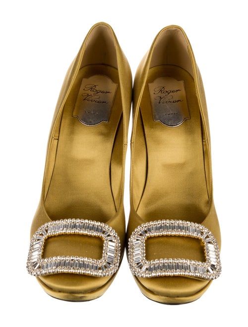 Roger Vivier Satin Crystal Embellishments Pumps