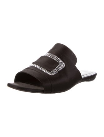 Roger Vivier Satin Crystal Embellishments Slides