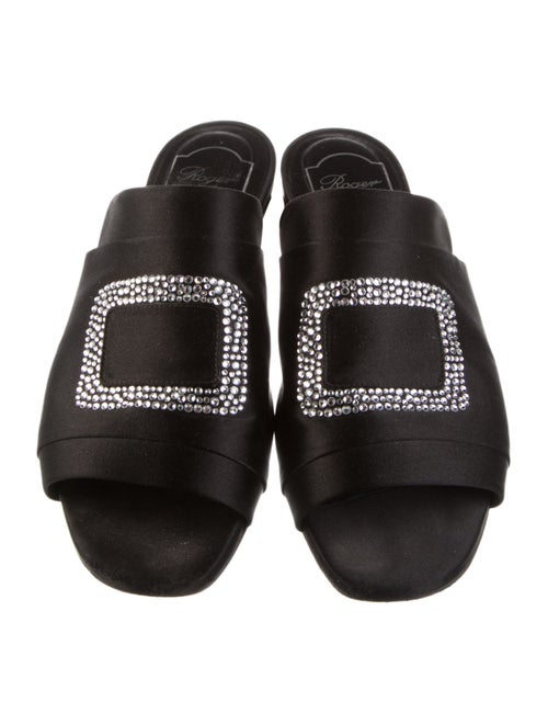 Roger Vivier Satin Crystal Embellishments Slides