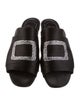 Roger Vivier Satin Crystal Embellishments Slides