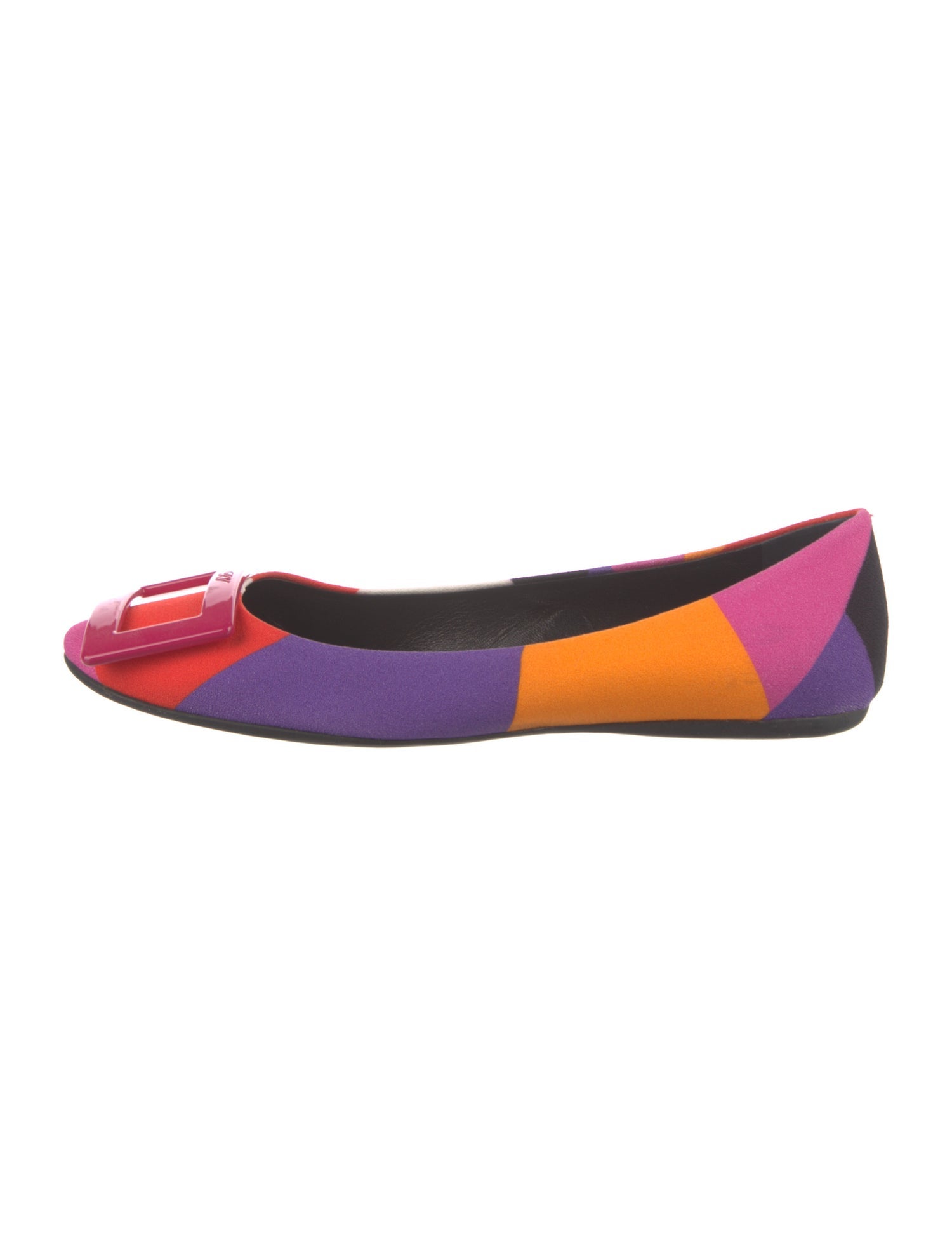 Roger Vivier Signature Logo Colorblock Pattern Ballet Flats