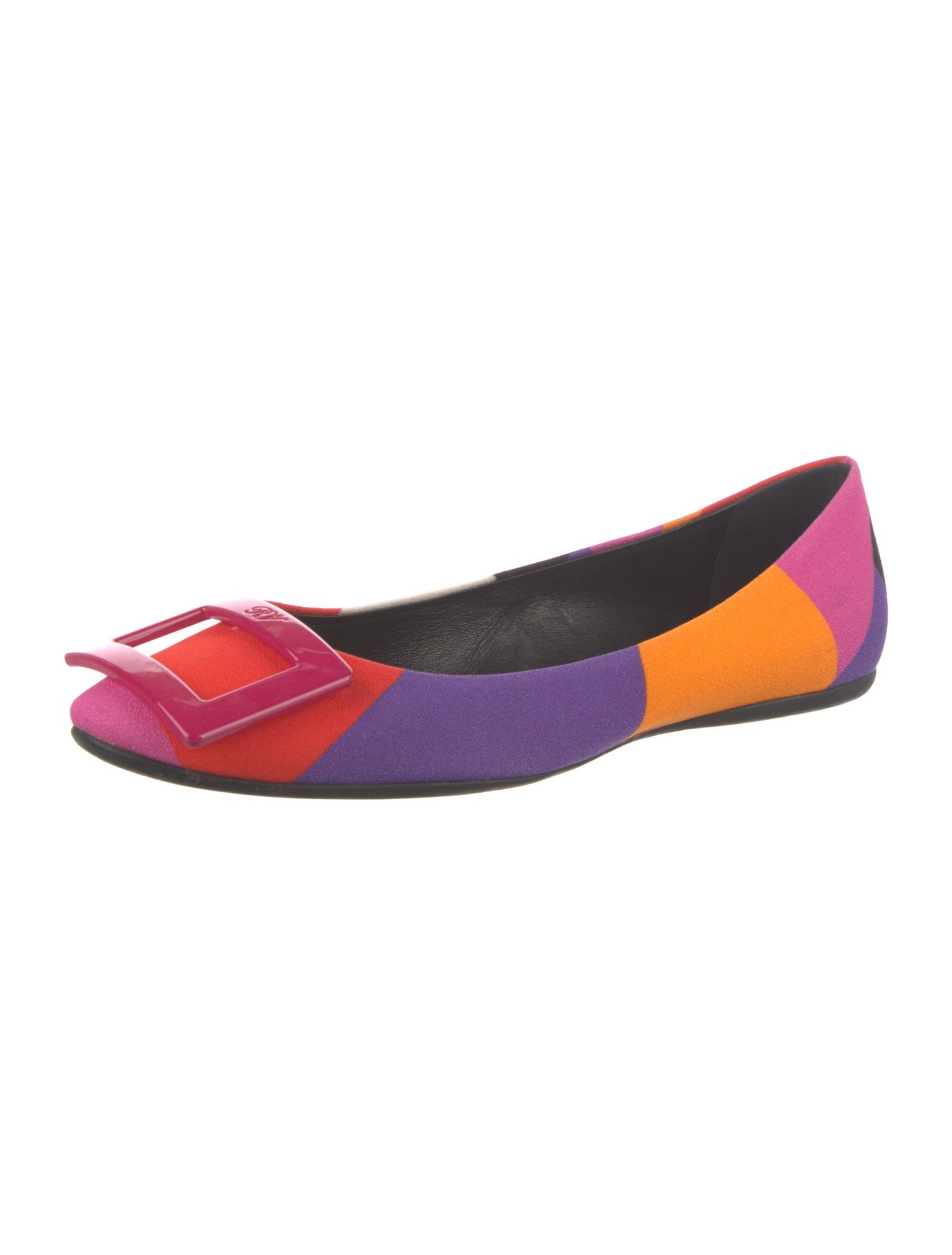Roger Vivier Signature Logo Colorblock Pattern Ballet Flats