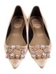 Roger Vivier Satin Crystal Embellishments Flats
