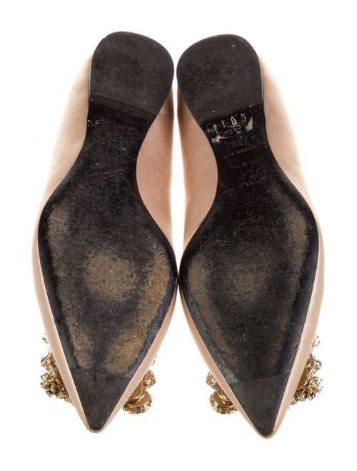 Roger Vivier Satin Crystal Embellishments Flats