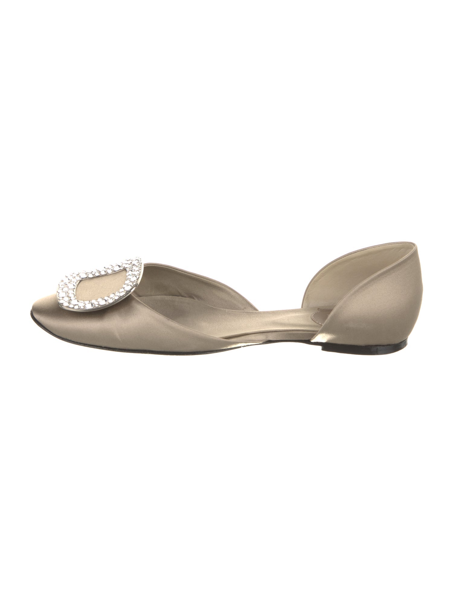 Roger Vivier Satin Crystal Embellishments D'Orsay Flats