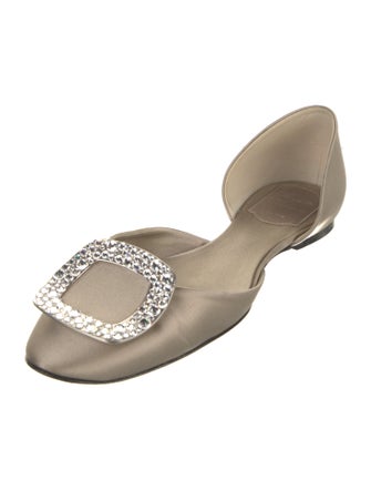 Roger Vivier Satin Crystal Embellishments D'Orsay Flats
