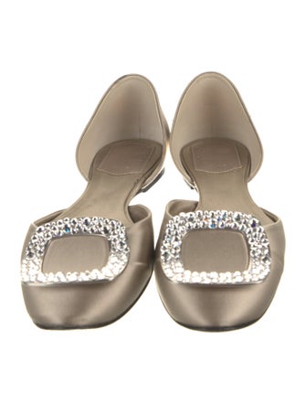 Roger Vivier Satin Crystal Embellishments D'Orsay Flats