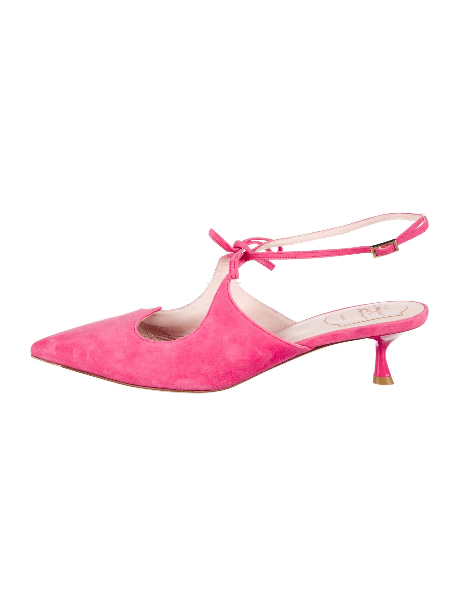 Roger Vivier Suede Cutout Accent Slingback Pumps