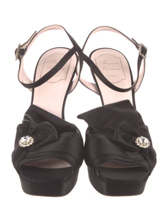 Roger Vivier Satin Crystal Embellishments Slingback Pumps