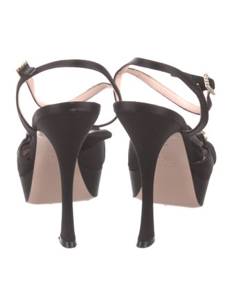 Roger Vivier Satin Crystal Embellishments Slingback Pumps