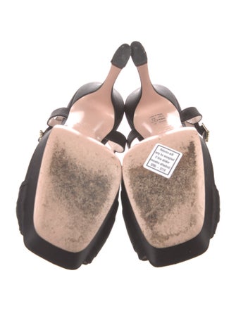 Roger Vivier Satin Crystal Embellishments Slingback Pumps