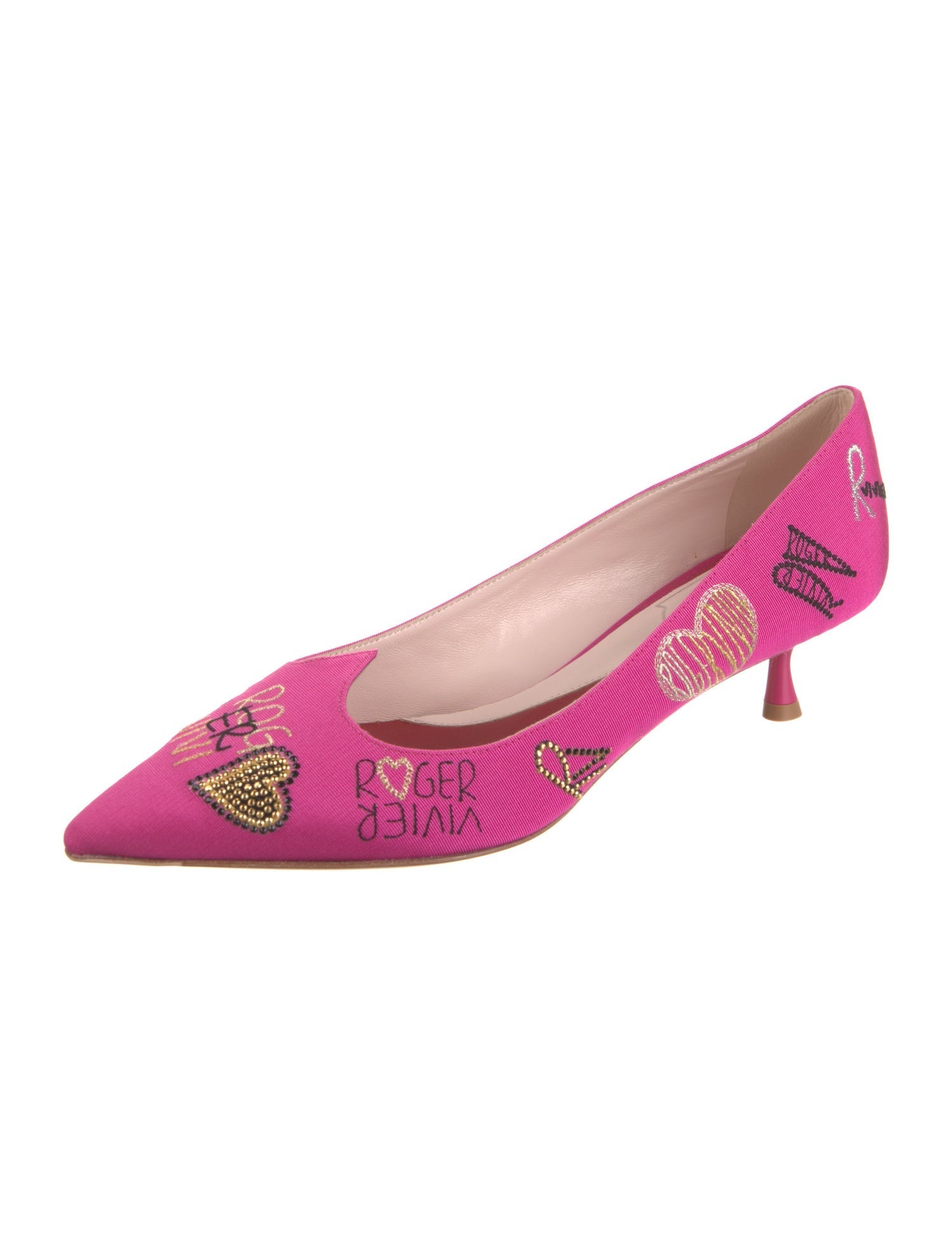 Roger Vivier Floral Print Crystal Embellishments Pumps