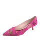 Roger Vivier Floral Print Crystal Embellishments Pumps