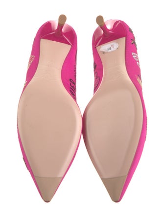 Roger Vivier Floral Print Crystal Embellishments Pumps