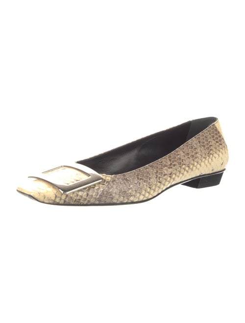 Roger Vivier Leather Animal Print Flats