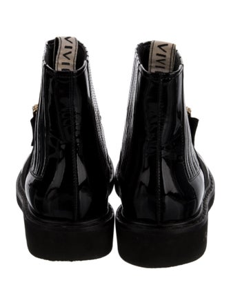 Roger Vivier Patent Leather Crystal Embellishments Combat Boots