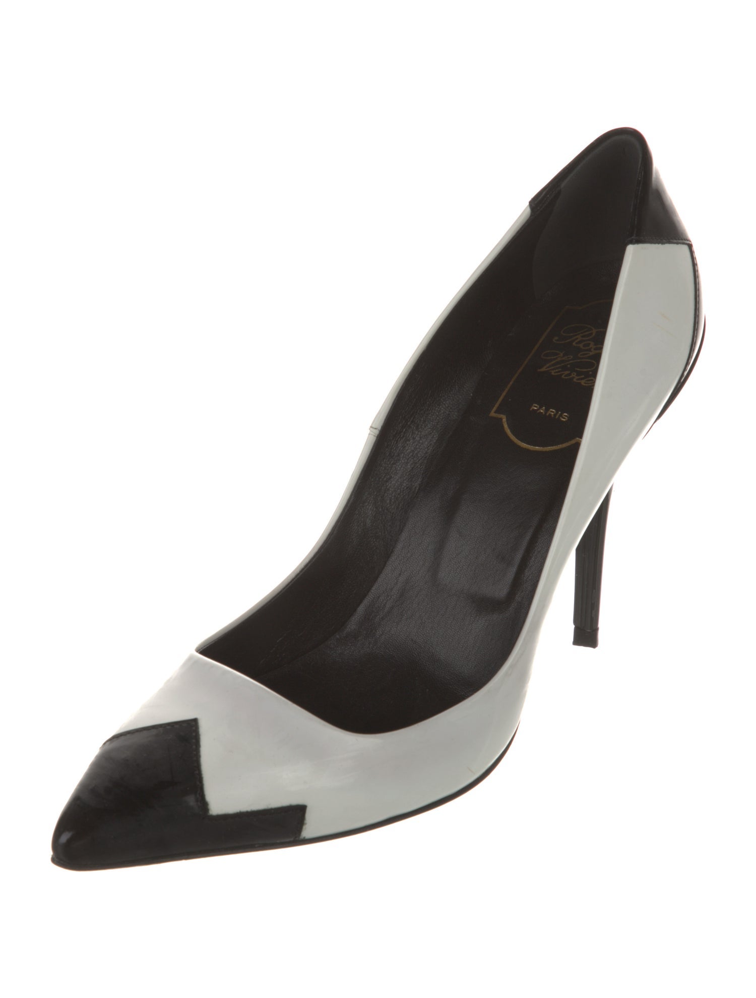 Roger Vivier Patent Leather Colorblock Pattern Pumps