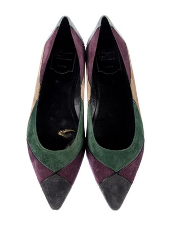 Roger Vivier Suede Animal Print Flats