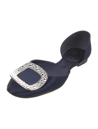 Roger Vivier Satin Crystal Embellishments D'Orsay Flats