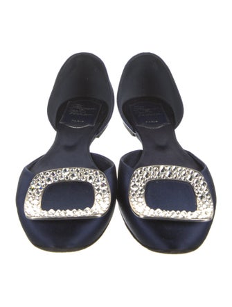 Roger Vivier Satin Crystal Embellishments D'Orsay Flats