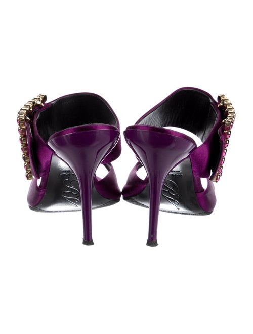 Roger Vivier Satin Crystal Embellishments Slides
