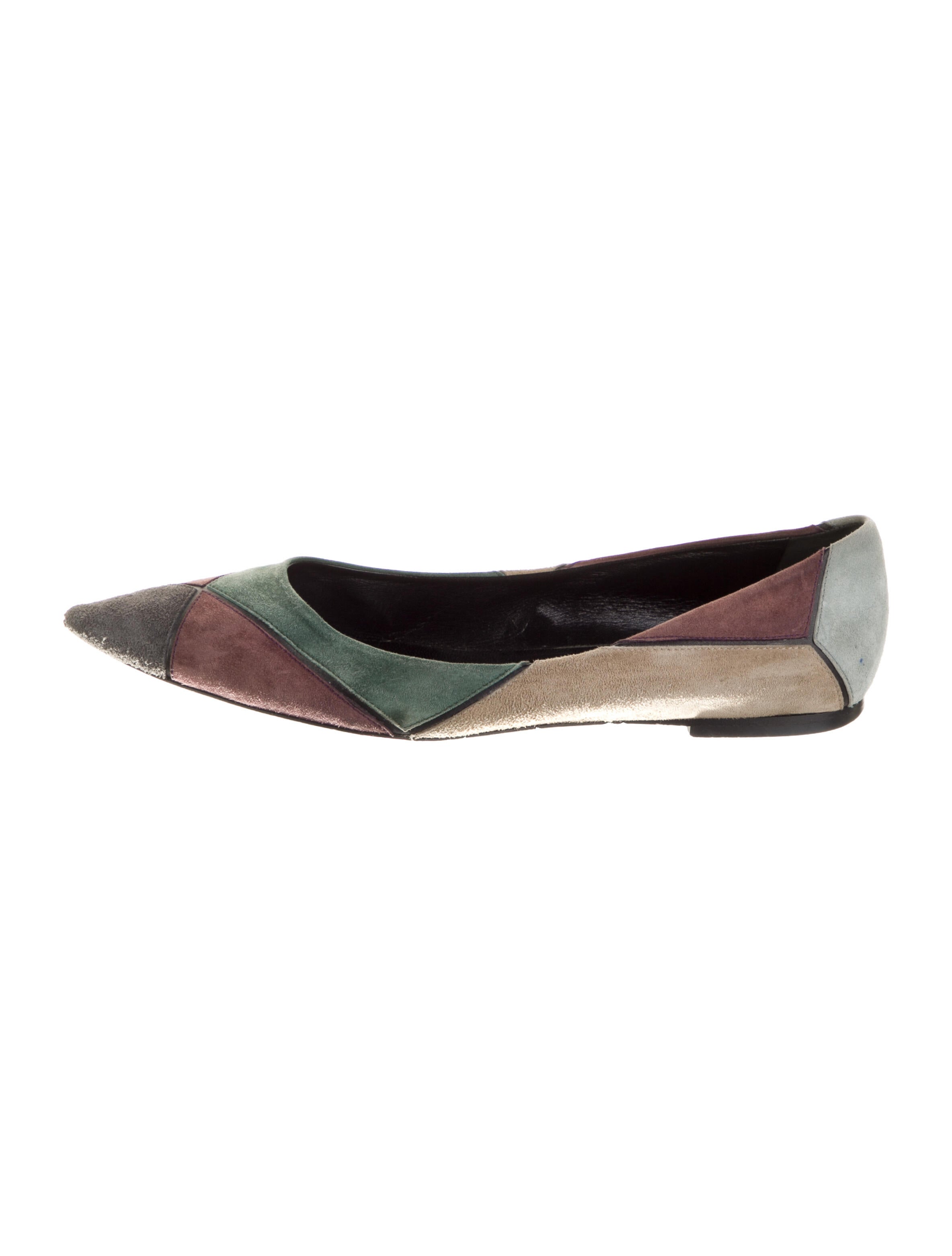 Roger Vivier Suede Colorblock Pattern Flats