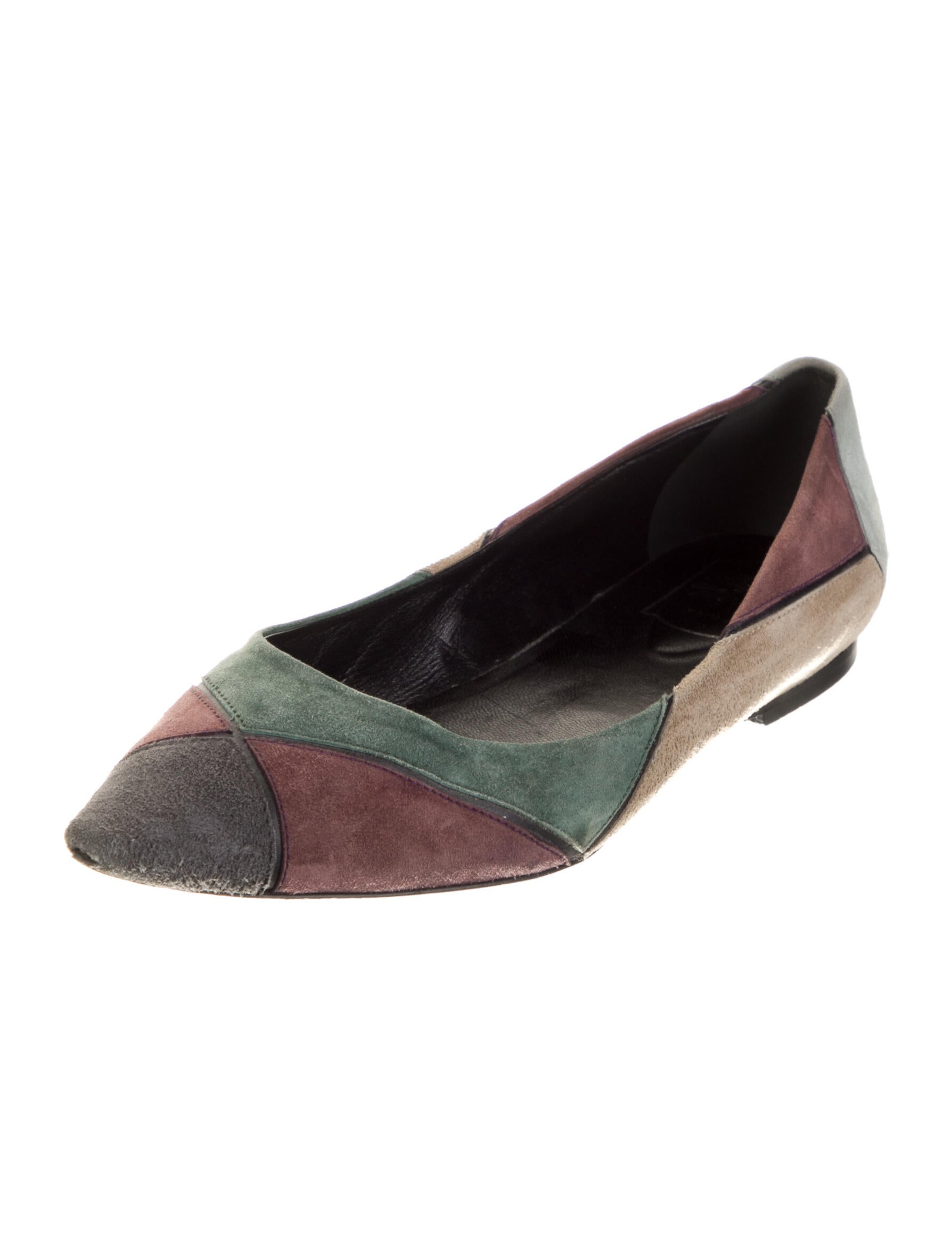 Roger Vivier Suede Colorblock Pattern Flats