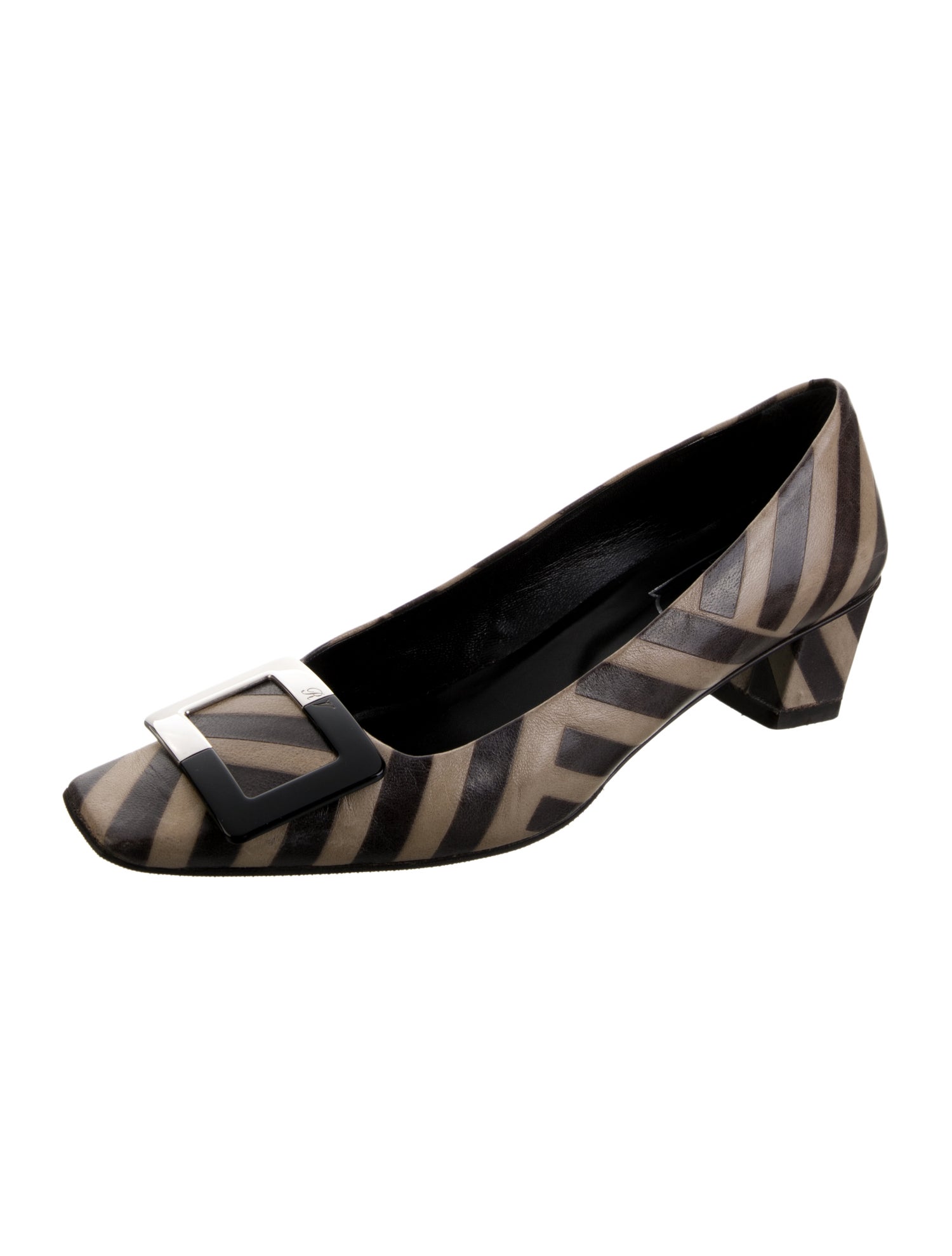 Roger Vivier Leather Striped Pumps