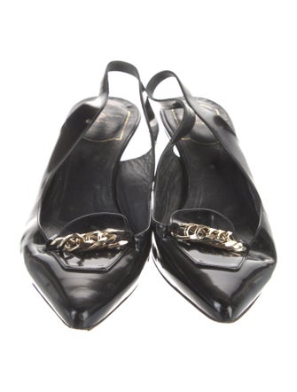 Roger Vivier Leather Chain-Link Accents Slingback Pumps