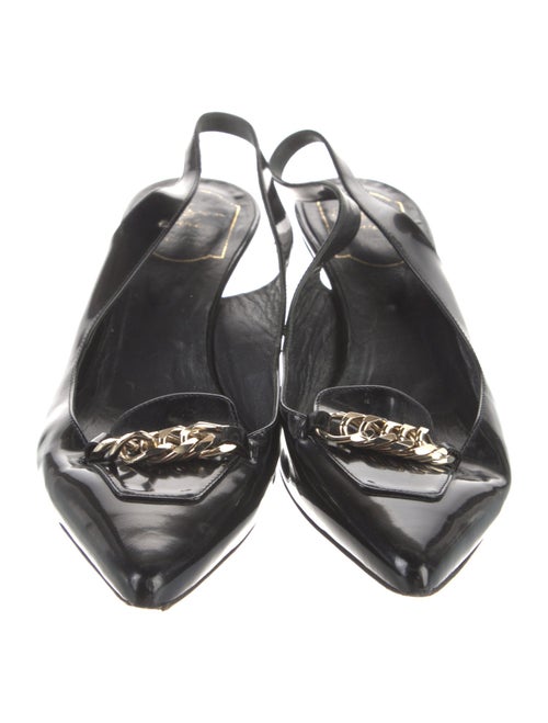 Roger Vivier Leather Chain-Link Accents Slingback Pumps