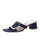 Roger Vivier Denim Leather Trim Embellishment Slides