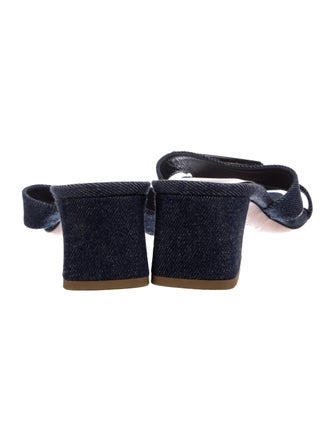 Roger Vivier Denim Leather Trim Embellishment Slides