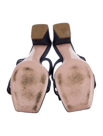 Roger Vivier Denim Leather Trim Embellishment Slides