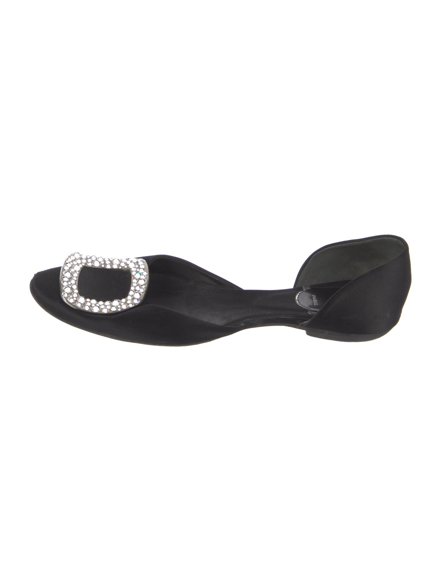 Roger Vivier Satin Crystal Embellishments D'Orsay Flats
