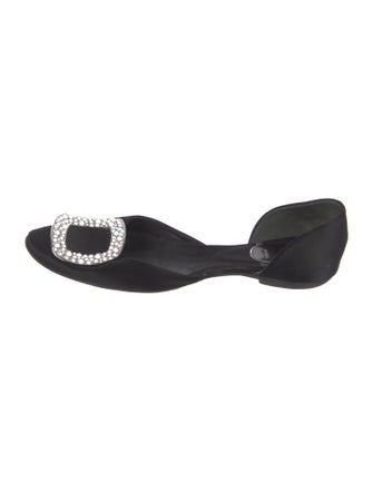 Roger Vivier Satin Crystal Embellishments D'Orsay Flats