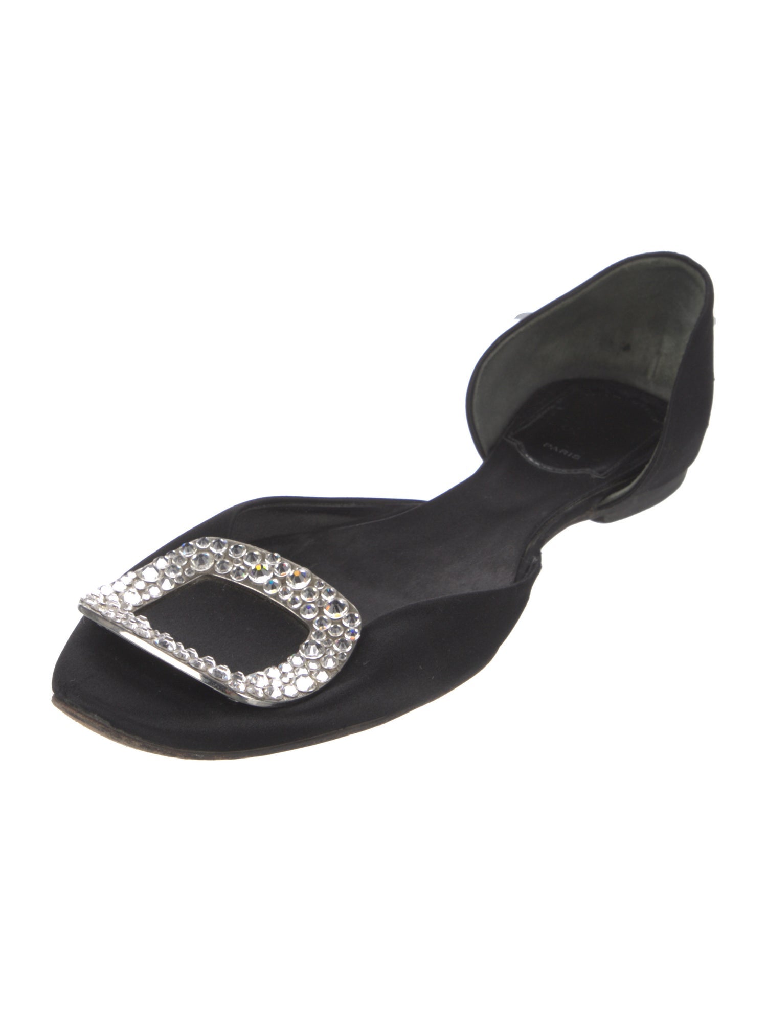 Roger Vivier Satin Crystal Embellishments D'Orsay Flats