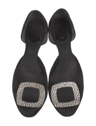 Roger Vivier Satin Crystal Embellishments D'Orsay Flats