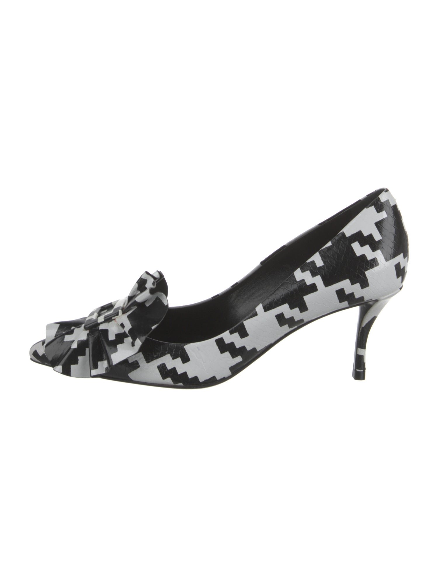 Roger Vivier Leather Houndstooth Print Pumps