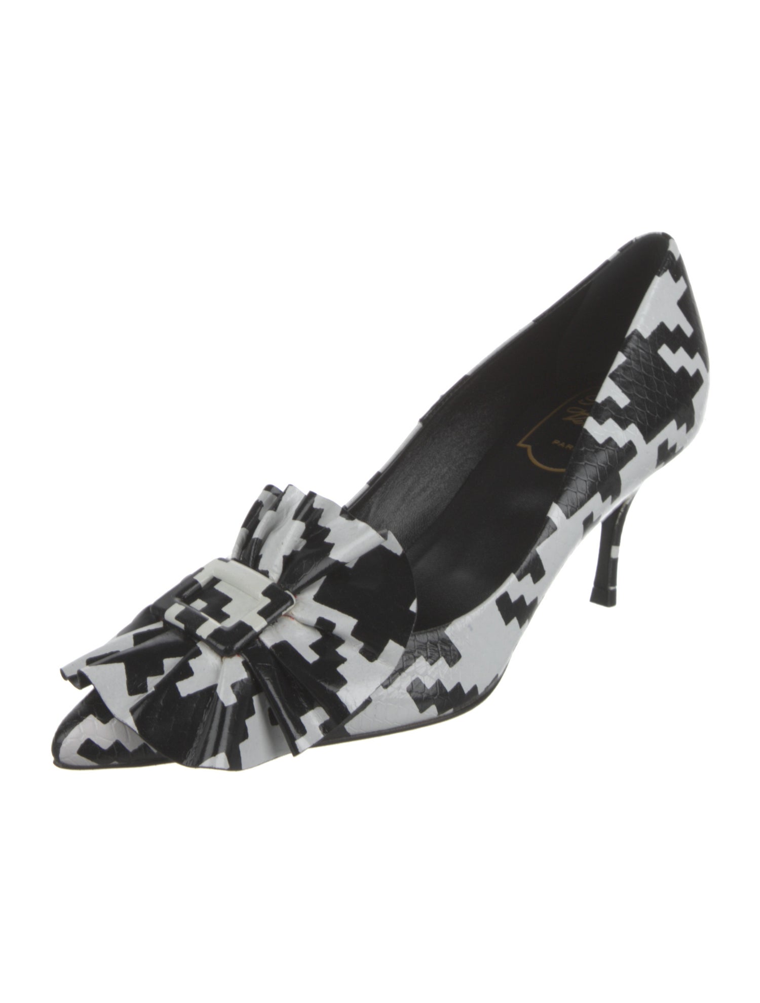Roger Vivier Leather Houndstooth Print Pumps