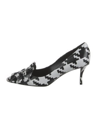 Roger Vivier Leather Houndstooth Print Pumps
