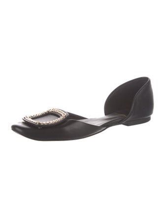 Roger Vivier Leather Chain-Link Accents D'Orsay Flats