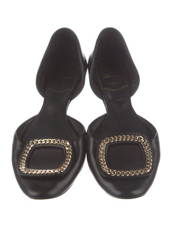 Roger Vivier Leather Chain-Link Accents D'Orsay Flats