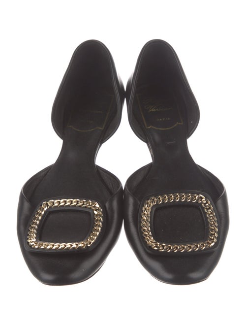 Roger Vivier Leather Chain-Link Accents D'Orsay Flats