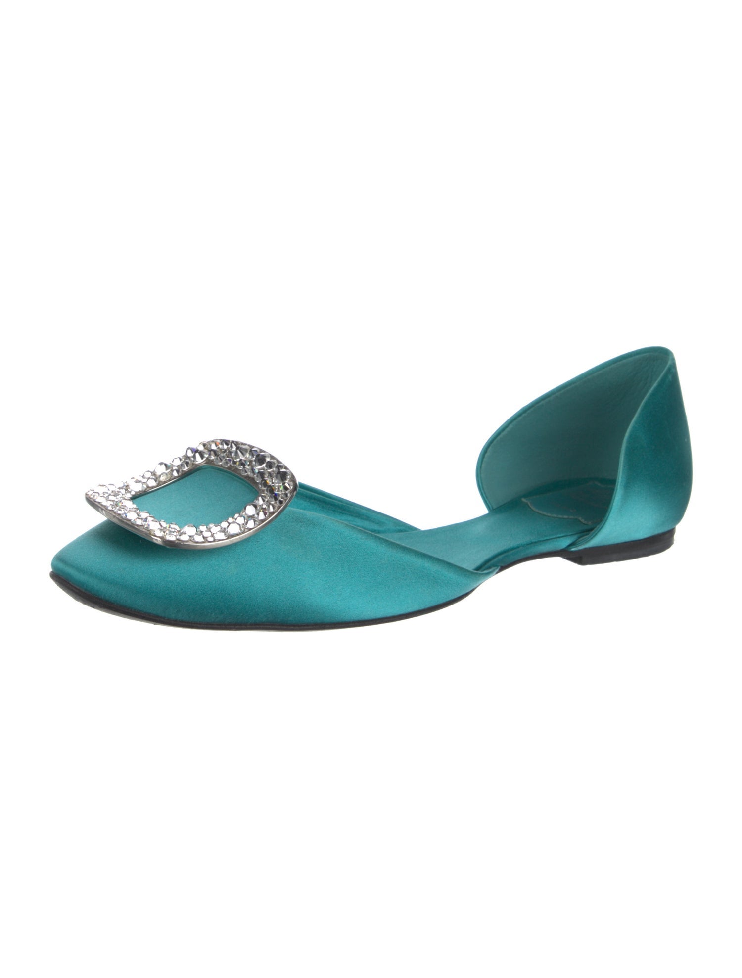 Roger Vivier Satin Crystal Embellishments D'Orsay Flats