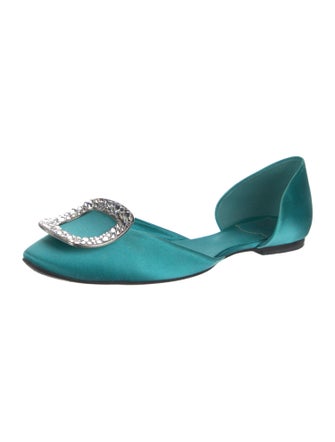 Roger Vivier Satin Crystal Embellishments D'Orsay Flats