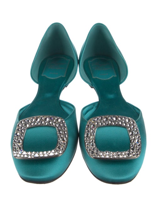 Roger Vivier Satin Crystal Embellishments D'Orsay Flats